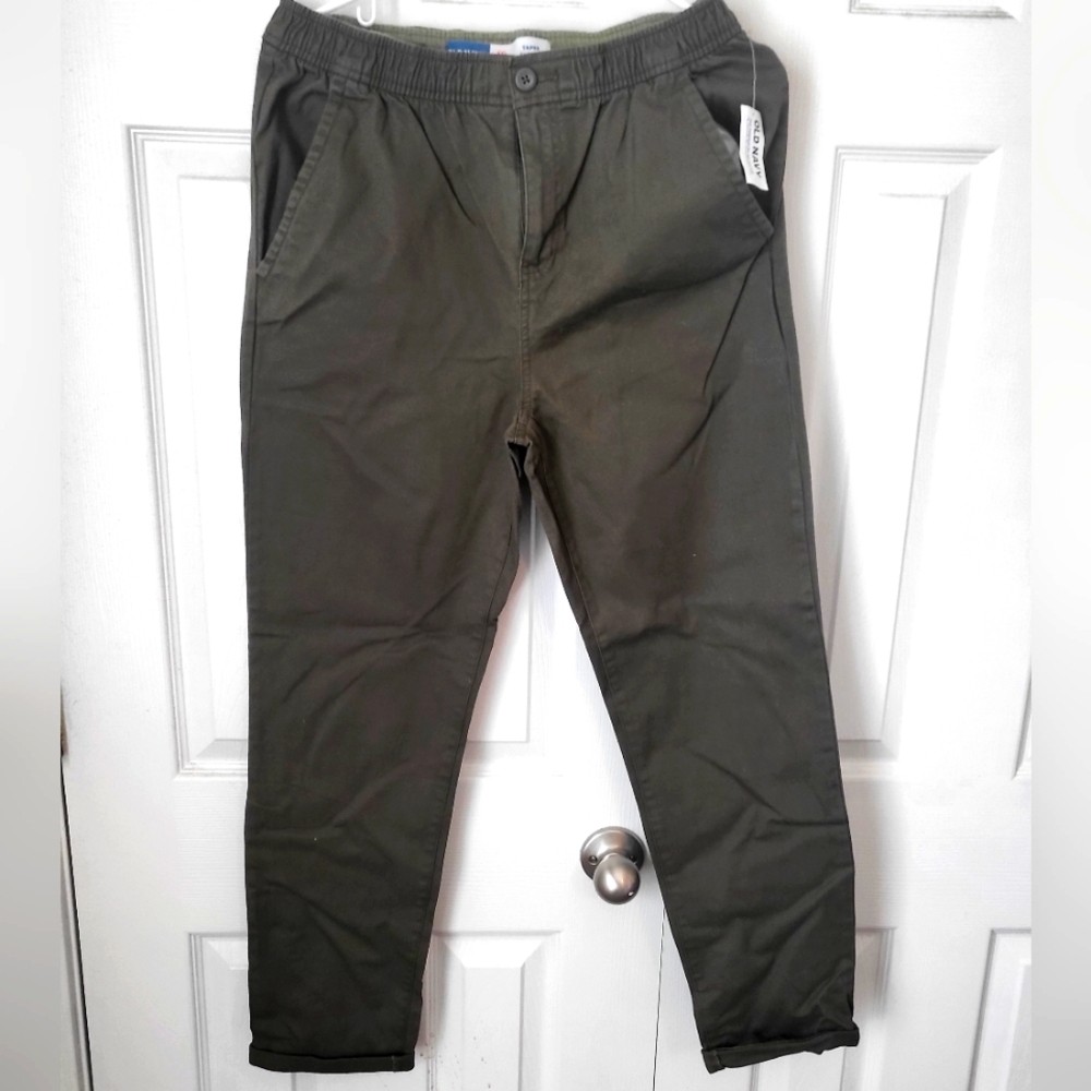 Green stretch band jogger tapered Khaki pant